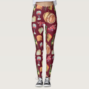 wine and cheese  Leggings