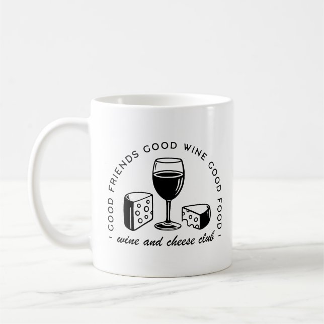 Wine and cheese lovers club coffee mug (Left)