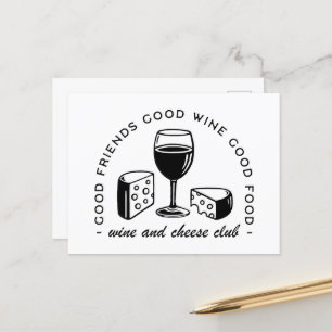 Wine and cheese lovers club postcard
