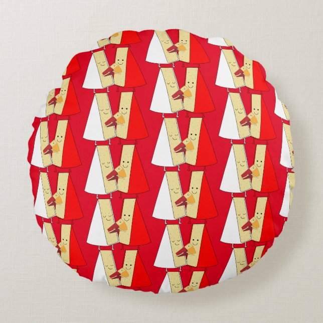 Wine And Cheese Lovers Round Cushion (Front)