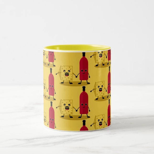 Wine And Cheese Lovers Two-Tone Coffee Mug (Center)