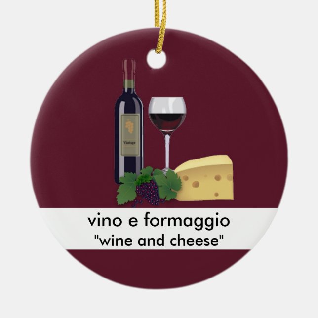Wine and Cheese Ornament (Front)