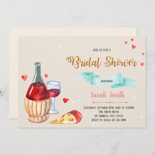 Wine and cheese party invitation (Front/Back)