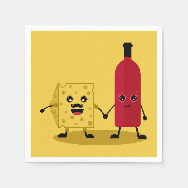 Wine And Cheese party Invitation Napkin (Front)
