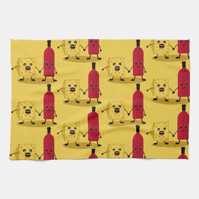 Wine And Cheese party Invitation Tea Towel (Horizontal)