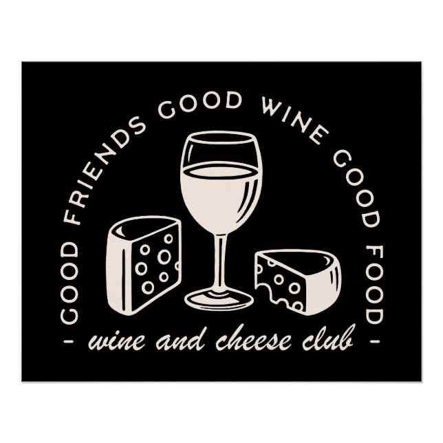 Wine and cheese party night poster (Front)