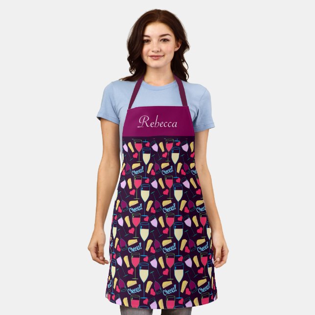 Wine And Cheese Pattern Apron (Worn)