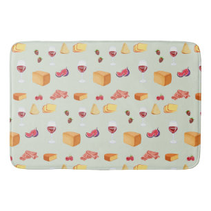 Wine and Cheese Pattern Bath Mat