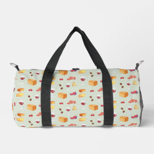 Wine and Cheese Pattern Duffle Bag