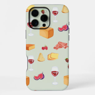 Wine and Cheese Pattern iPhone 16 Pro Max Case