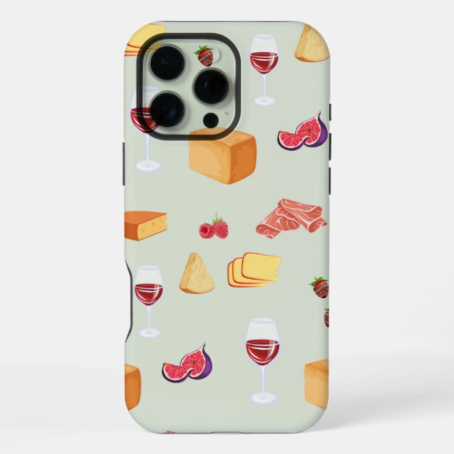 Wine and Cheese Pattern iPhone Case (Back)