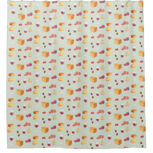 Wine and Cheese Pattern Shower Curtain