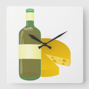 Wine and Cheese Square Wall Clock
