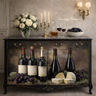 Wine and Cheese Still Life Decoupage Tissue Paper