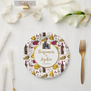 Wine and Cheese Tasting Party, Custom Photo Text Paper Plate