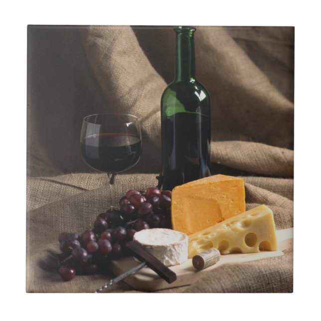 Wine and Cheese Tile Trivet (Front)