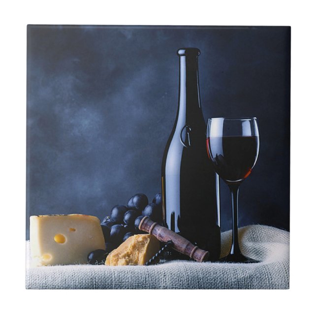 Wine and Cheese Tile Trivet (Front)