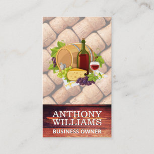 Wine and Cheese   Wood   Vineyard   Winery Business Card