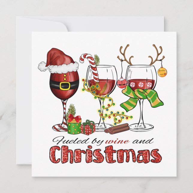 Wine and Christmas Greeting Card (Front)