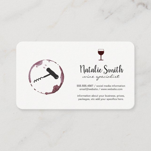 Wine and Cork Screw Business Card (Front)