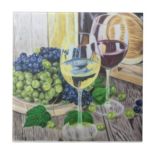 Wine and Grapes Ceramic Tile