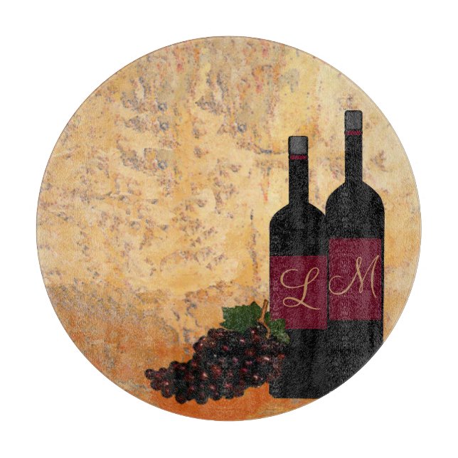 Wine and Grapes- Monogrammed Cutting Board (Front)