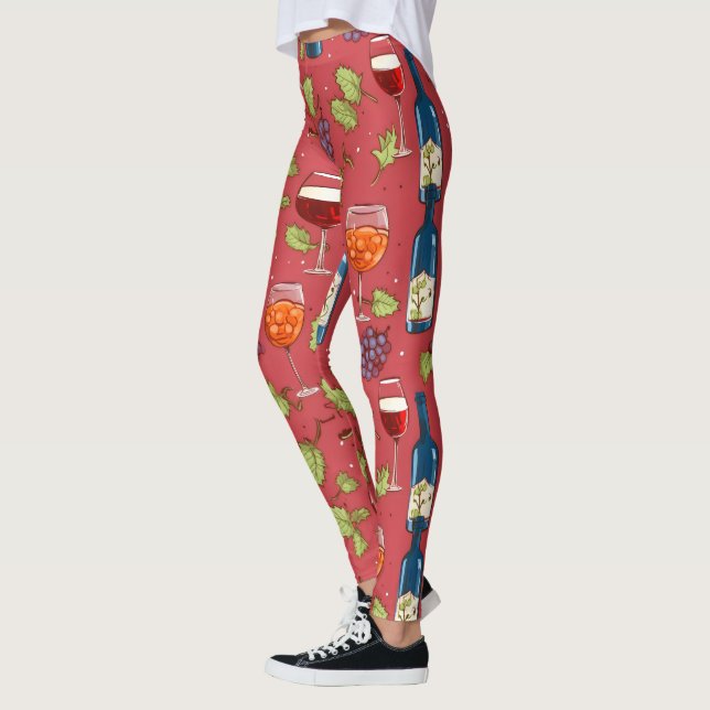 Wine and Grapes Pattern Leggings (Left)