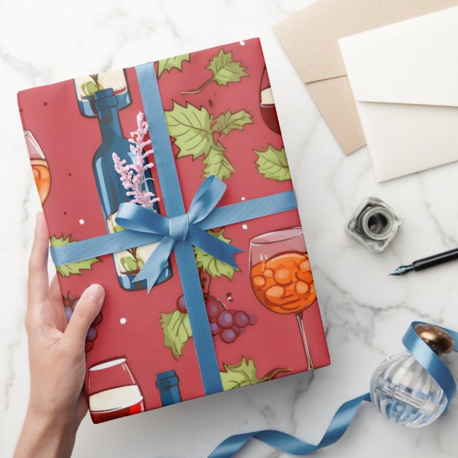 Wine and Grapes Pattern Wrapping Paper (Gifting)