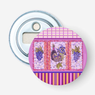 wine and grapes plaid stripe bottle opener
