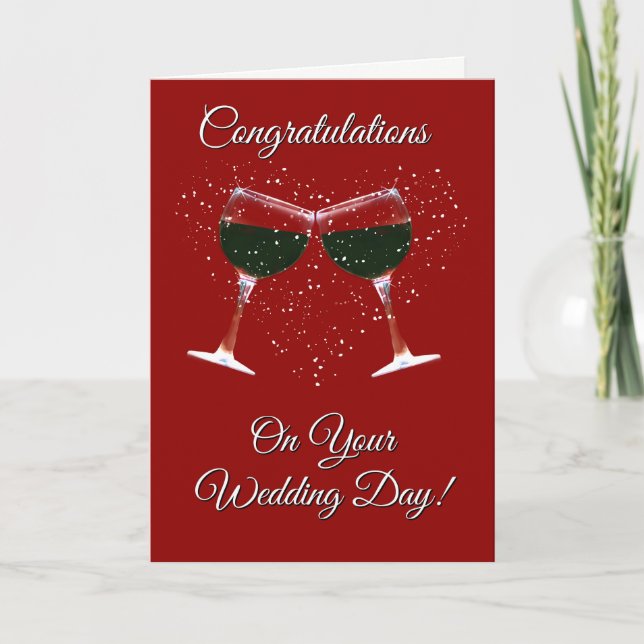Wine and Heart Congratulations on your Wedding Card (Front)