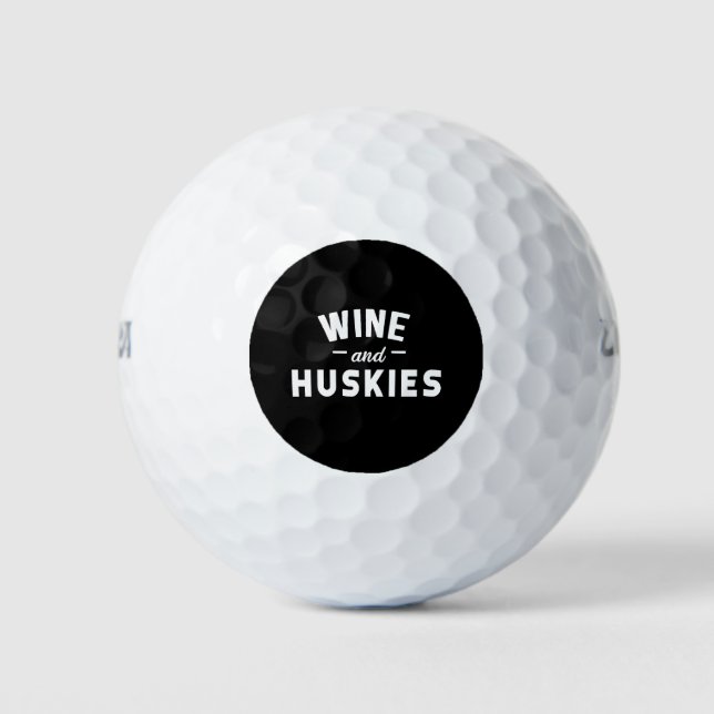 Wine And Huskies Golf Balls (Front)