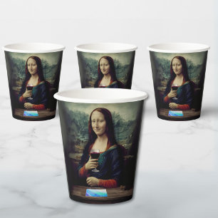 Wine and Paint party Mona Lisa birthday Paper Cups