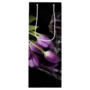 Wine and purple tulips wine gift bag