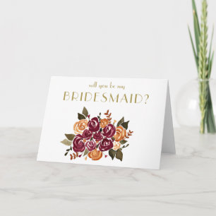 Wine and Roses Will You Be My Bridesmaid Invitation