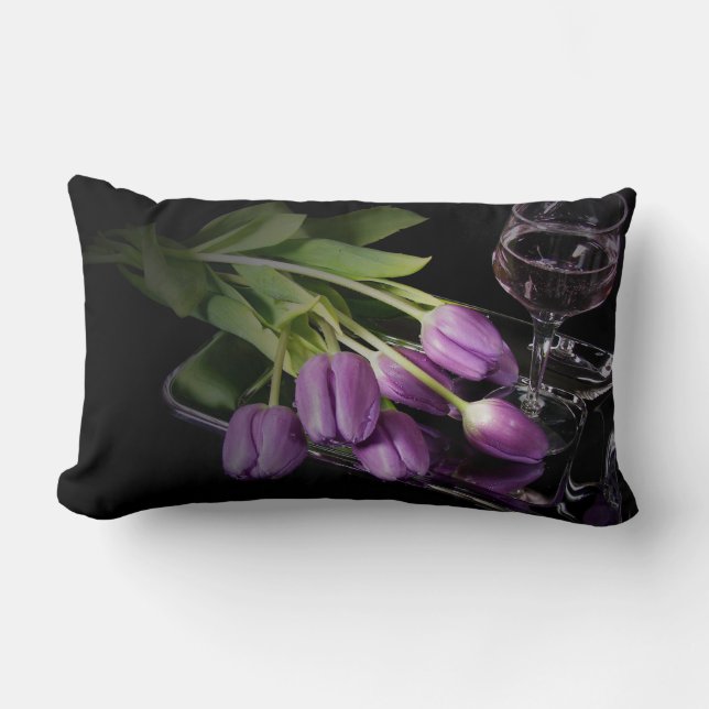 Wine and Tulips Lumbar Cushion (Front)