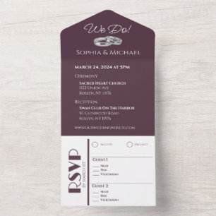 Wine and White-Wedding Rings-  All In One Invitation