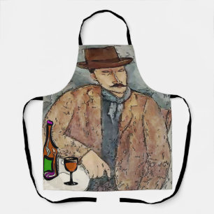 Wine & Artist in Hat, Design add text, Apron