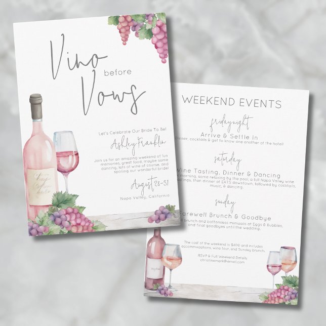 Wine Bachelorette Vino Vows Girls Weekend Invitation (Wine Bachelorette Vino Vows Girls Weekend Invitation)