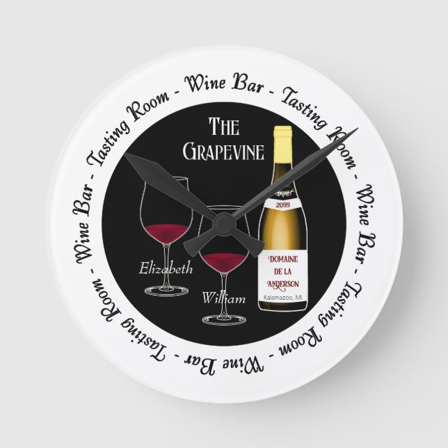Wine Bar and Tasting Room Wall Clock (Front)
