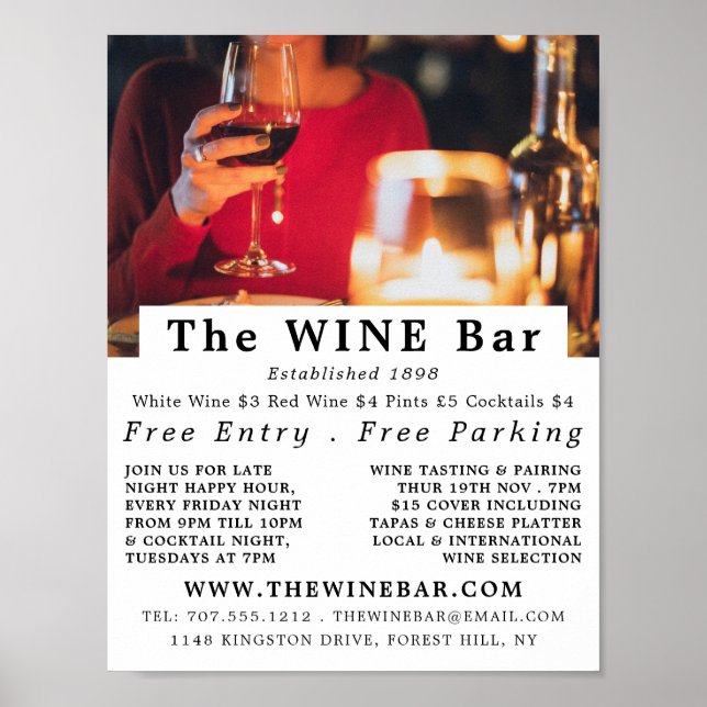Wine Bar Scene, Wine Bar/Winery Advertising Poster (Front)