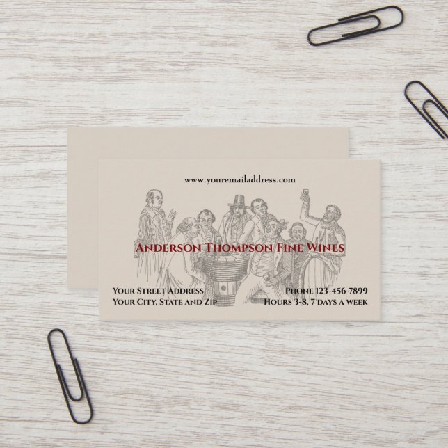 Wine Bar Winery Bartender Business Card (Front/Back In Situ)