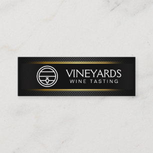 Wine Barrel Black Carbon Fibre Pattern Mini Business Card