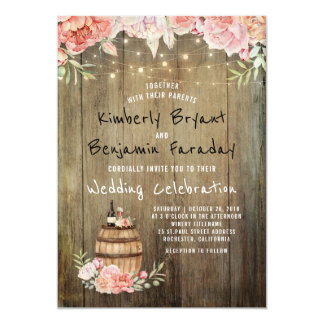 Wine Barrel Boho Rustic Barn String Lights Wedding Card Wine Barrel Boho Rustic Barn String Lights Wedding Card
