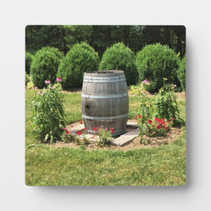 Wine Barrel Garden Decor, Chateau Morrisette, VA Plaque