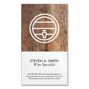 Wine Barrel Wood Magnetic Business Card