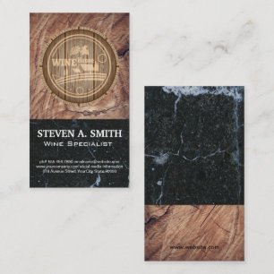 Wine Barrel Wood Marble Business Card