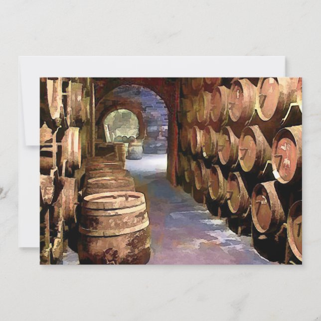 Wine Barrels in the Wine Cellar Invitation (Front)