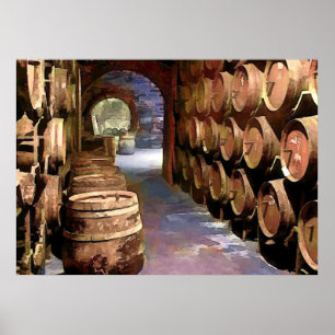 Wine Barrels in the Wine Cellar Poster