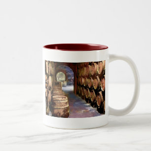 Wine Barrels in the Wine Cellar Two-Tone Coffee Mug