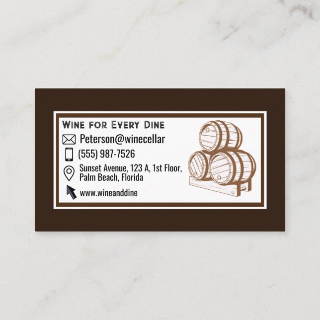 Wine barrels - Light brown Business Card (Back)